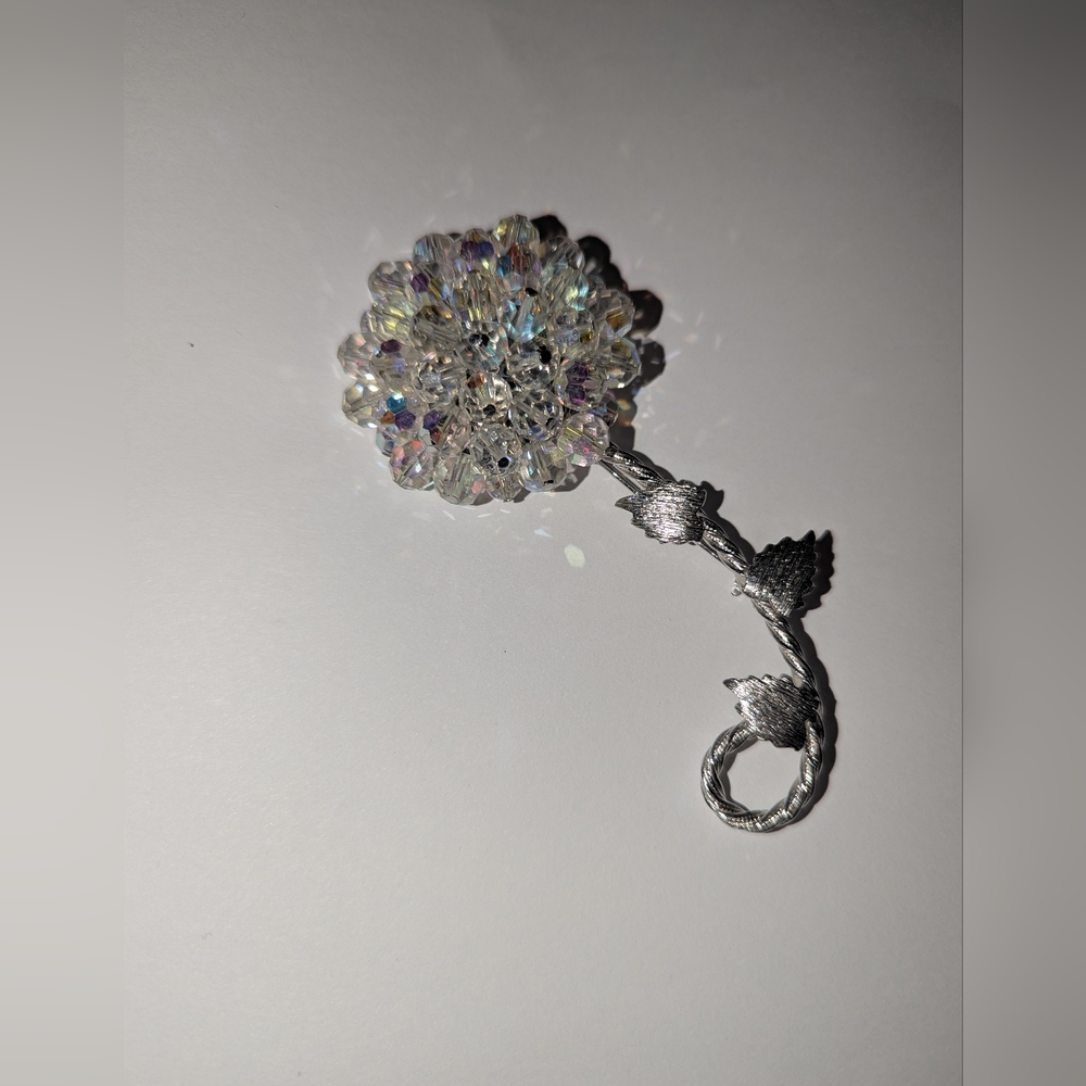 Juliana AB Silver Tone 4 Inch Domed Flower Brooch